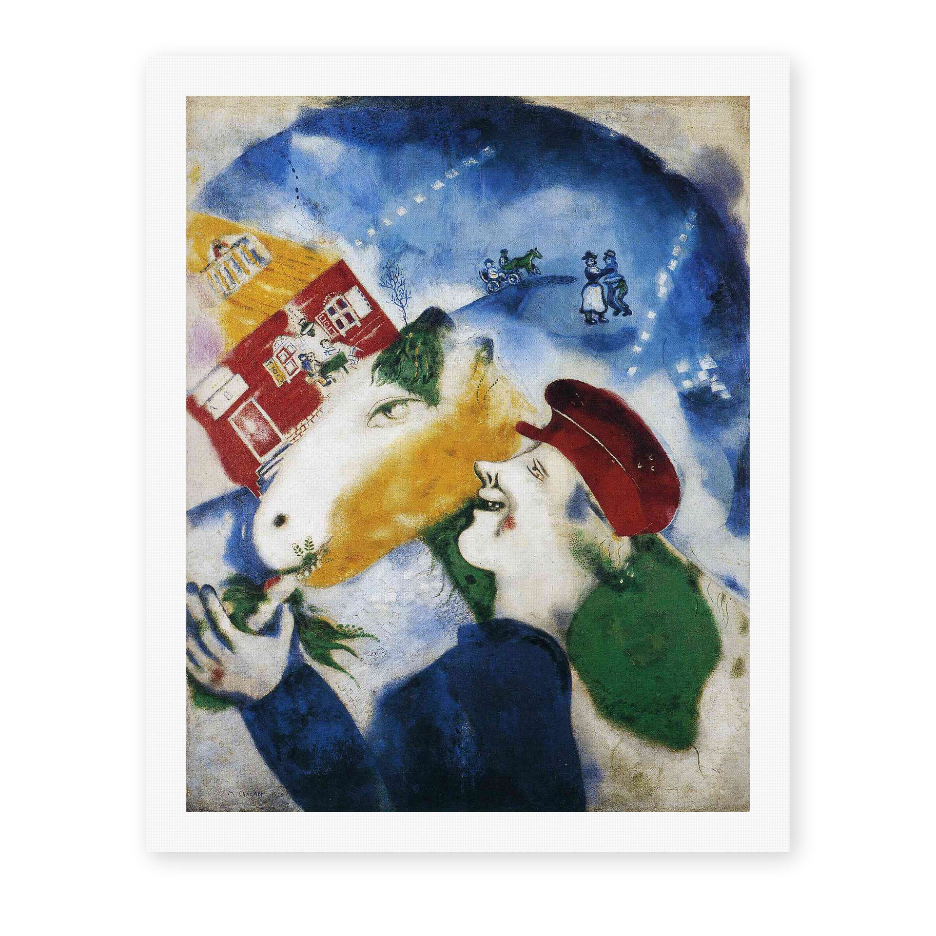Marc Chagall's 'Peasant Life' painting reproduced as a rolled canvas print