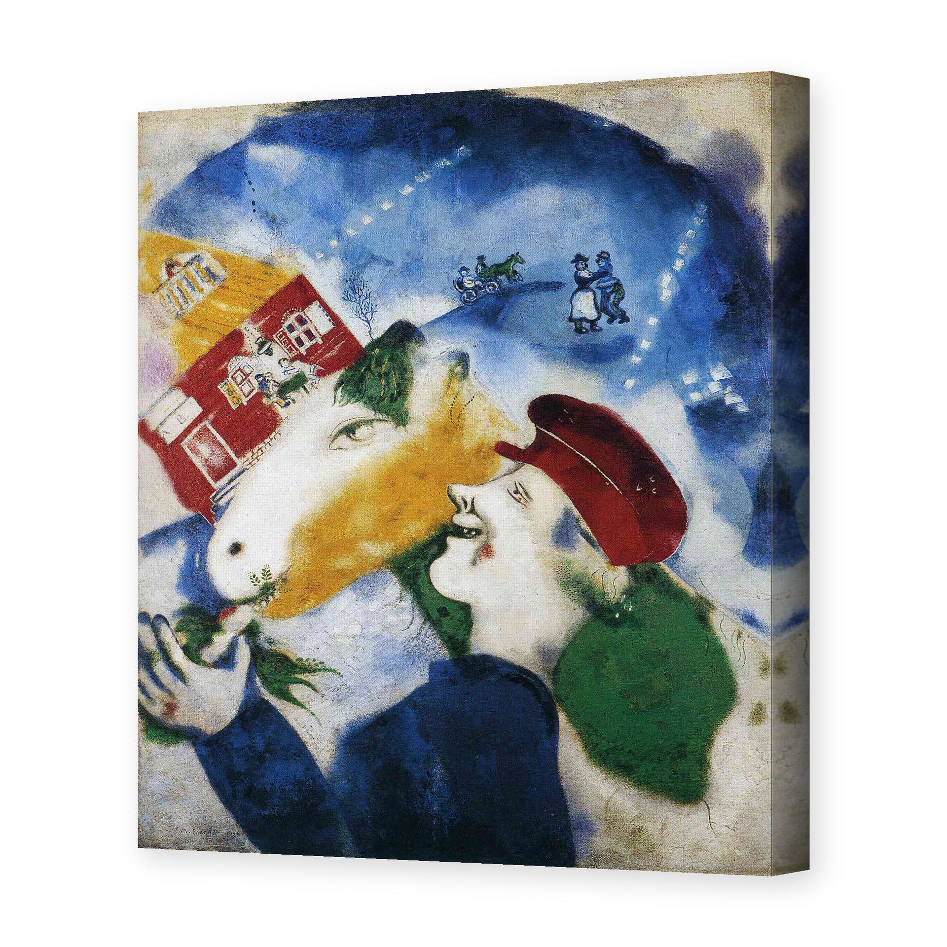 Marc Chagall's 'Peasant Life' painting reproduced as a gallery-wrapped canvas print