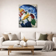 Gallery-wrapped canvas print of Marc Chagall's Peasant Life displayed on a wall in a living room