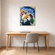 Gallery-wrapped canvas print of Marc Chagall's Peasant Life displayed on a wall in an office