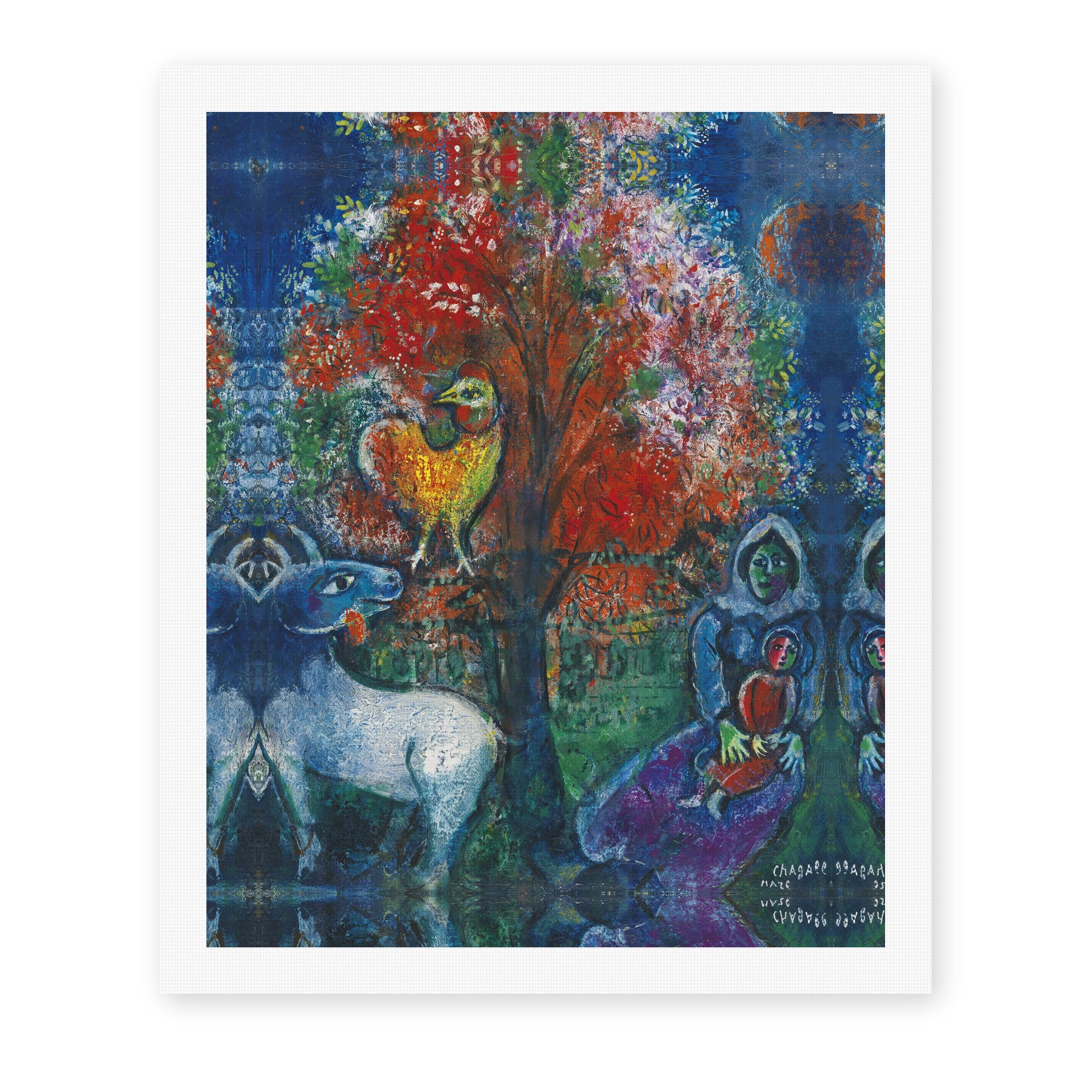 Marc Chagall's 'Scene Champetre' painting reproduced as a rolled canvas print