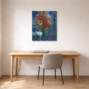 Gallery-wrapped canvas print of Marc Chagall's Scene Champetre displayed on a wall in an office