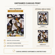 Marc Chagall - The Fiddler canvas print size comparison and framing display infographic
