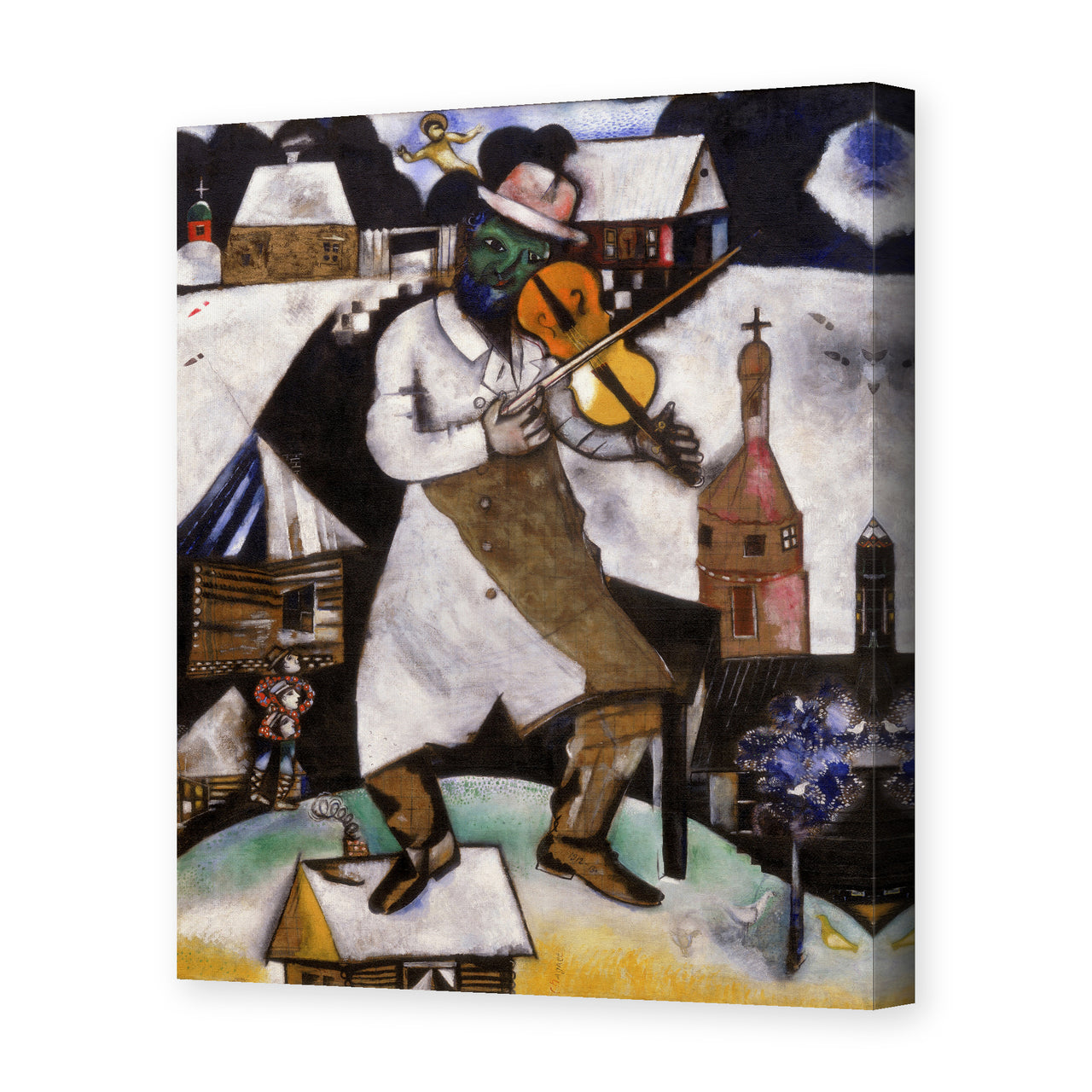Marc Chagall's 'The Fiddler' painting reproduced as a gallery-wrapped canvas print