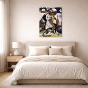 Gallery-wrapped canvas print of Marc Chagall's The Fiddler displayed on a wall in a bedroom
