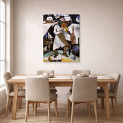 Gallery-wrapped canvas print of Marc Chagall's The Fiddler displayed on a wall in a dining room