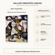 Marc Chagall - The Fiddler gallery wrap canvas construction and hanging details infographic