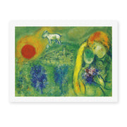 Marc Chagall's 'The Lovers of Vence' painting reproduced as a rolled canvas print