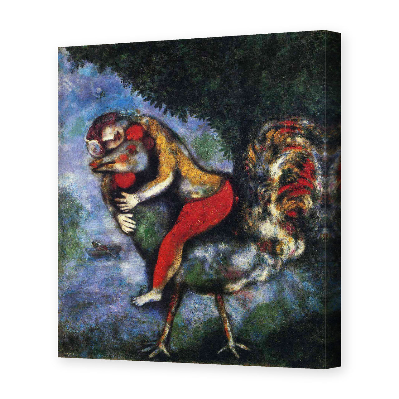 Marc Chagall's 'The Rooster' painting reproduced as a gallery-wrapped canvas print