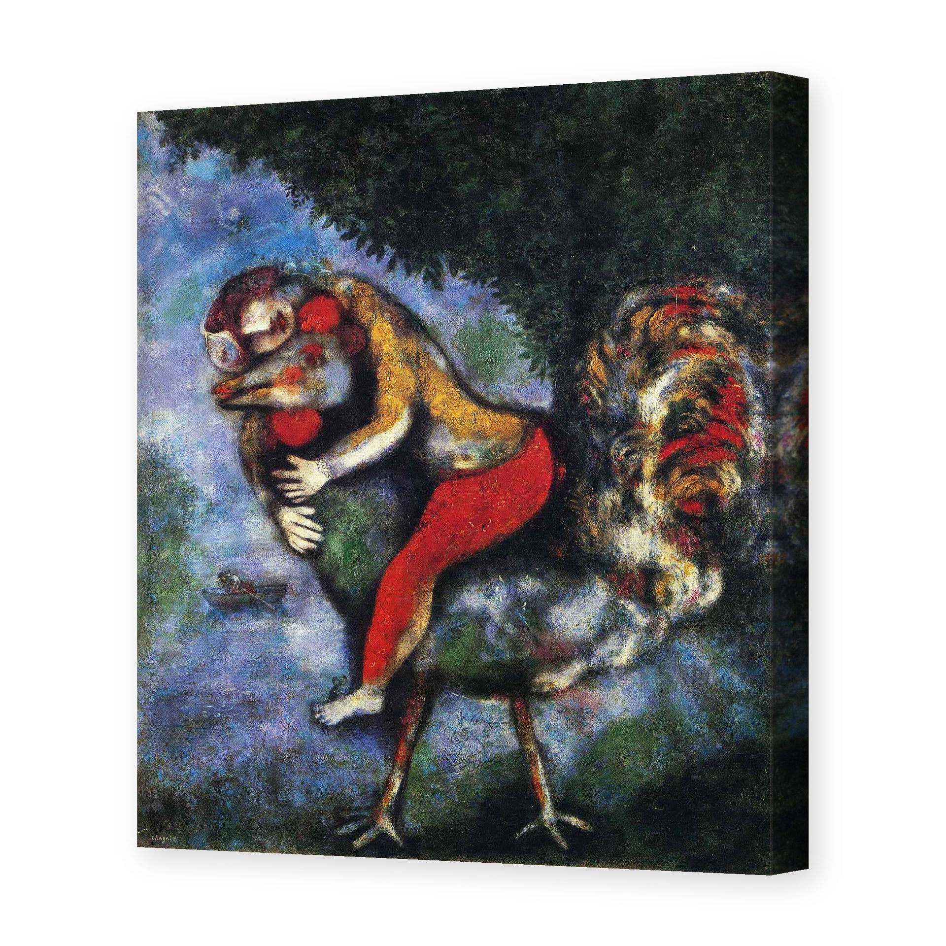 Marc Chagall's 'The Rooster' painting reproduced as a gallery-wrapped canvas print