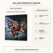 Marc Chagall - The Rooster gallery wrap canvas construction and hanging details infographic