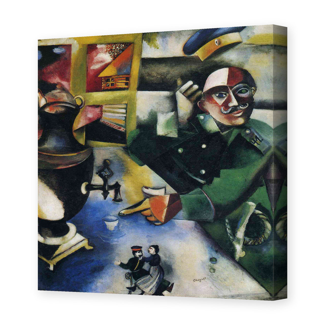 Marc Chagall's 'The Soldier Drinks' painting reproduced as a gallery-wrapped canvas print