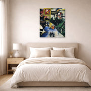 Gallery-wrapped canvas print of Marc Chagall's The Soldier Drinks displayed on a wall in a bedroom
