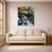 Gallery-wrapped canvas print of Marc Chagall's The Soldier Drinks displayed on a wall in a living room