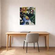 Gallery-wrapped canvas print of Marc Chagall's The Soldier Drinks displayed on a wall in an office