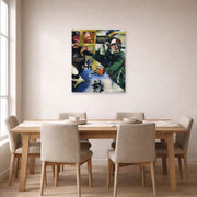 Unframed poster print of Marc Chagall's The Soldier Drinks displayed on a wall in a dining room