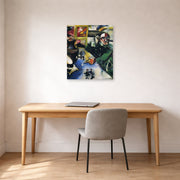 Unframed poster print of Marc Chagall's The Soldier Drinks displayed on a wall in an office