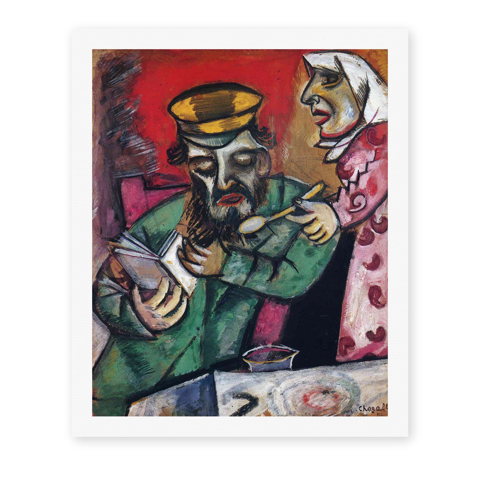 Marc Chagall's 'The Spoonful of Milk' painting reproduced as a rolled canvas print