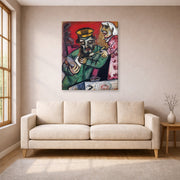 Gallery-wrapped canvas print of Marc Chagall's The Spoonful of Milk displayed on a wall in a living room