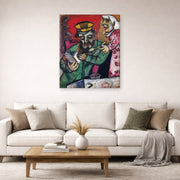 Gallery-wrapped canvas print of Marc Chagall's The Spoonful of Milk displayed on a wall in a living room