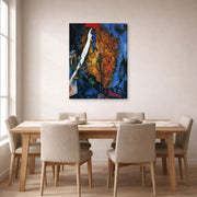 Gallery-wrapped canvas print of Marc Chagall's The Tree of Life displayed on a wall in a dining room
