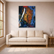 Gallery-wrapped canvas print of Marc Chagall's The Tree of Life displayed on a wall in a living room