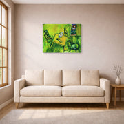 Gallery-wrapped canvas print of Marc Chagall's The Yellow Room displayed on a wall in a living room
