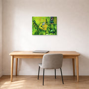 Gallery-wrapped canvas print of Marc Chagall's The Yellow Room displayed on a wall in an office
