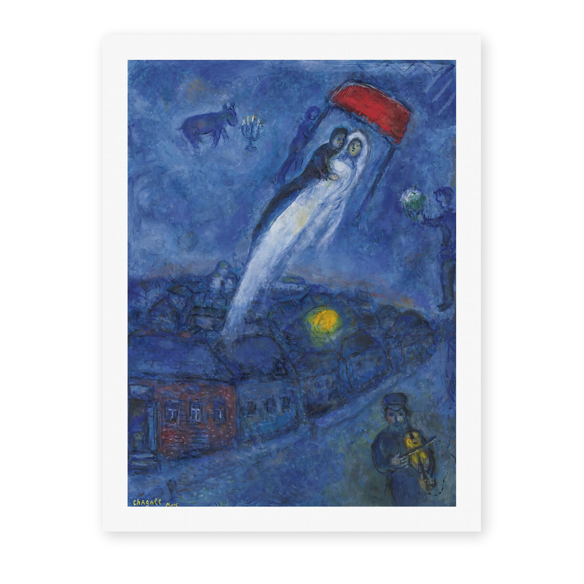Marc Chagall's 'Vision Des Mariés' painting reproduced as a rolled canvas print