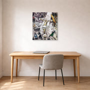 Gallery-wrapped canvas print of Marc Chagall's White Crucifixion displayed on a wall in an office