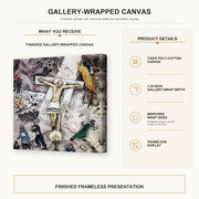 Marc Chagall - White Crucifixion gallery wrap canvas construction and hanging details infographic