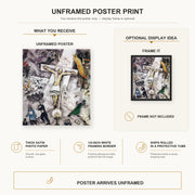 Marc Chagall - White Crucifixion poster print size comparison and framing display infographic