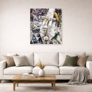 Unframed poster print of Marc Chagall's White Crucifixion displayed on a wall in a living room