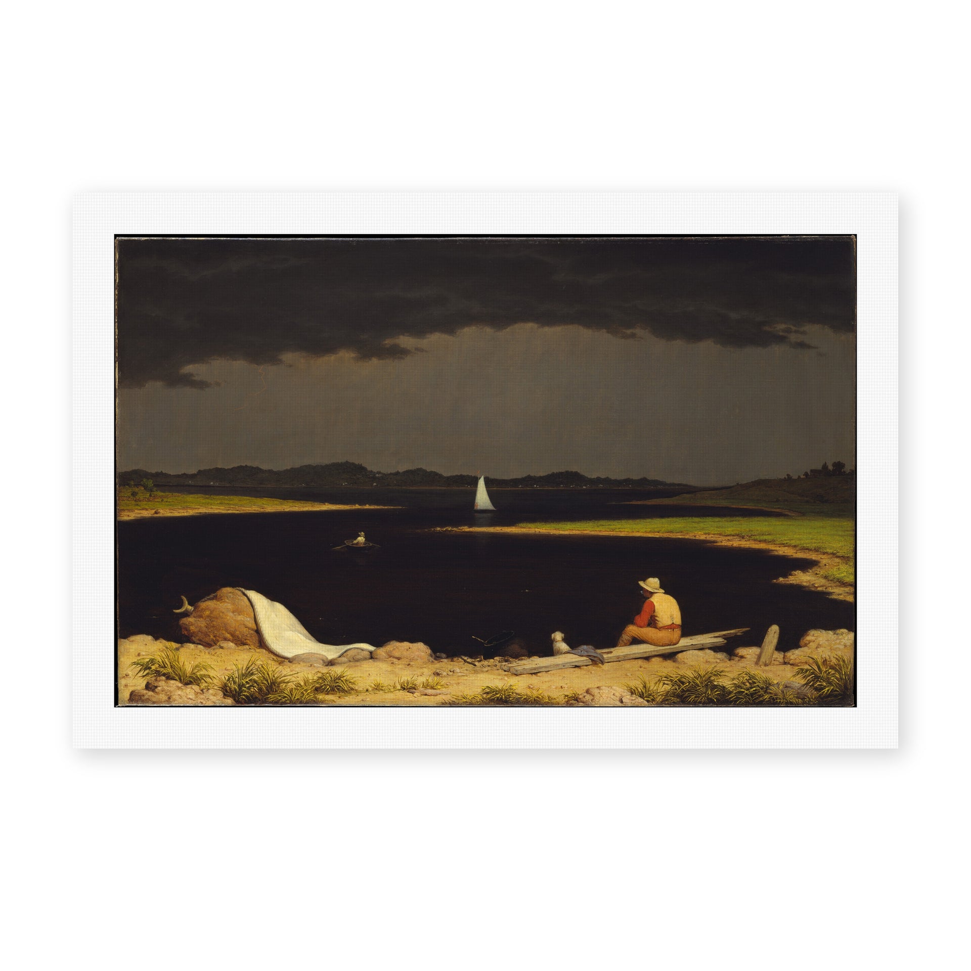 Martin Johnson Heade's 'Approaching Thunder Storm' painting reproduced as a rolled canvas print