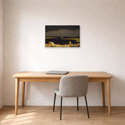 Gallery-wrapped canvas print of Martin Johnson Heade's 'Approaching Thunder Storm' displayed on a wall in a office