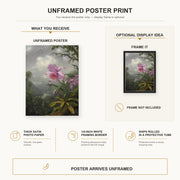 Martin Johnson Heade - Hummingbird Perched on the Orchid Plant poster print size comparison and framing display infographic