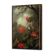 Martin Johnson Heade's 'Hummingbird and Passionflowers' painting reproduced as a gallery-wrapped canvas print