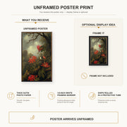 Martin Johnson Heade - Hummingbird and Passionflowers poster print size comparison and framing display infographic