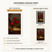Martin Johnson Heade - Jacqueminot Roses canvas print size comparison and framing display infographic