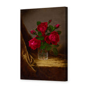 Martin Johnson Heade's 'Jacqueminot Roses' painting reproduced as a gallery-wrapped canvas print