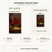 Martin Johnson Heade - Jacqueminot Roses poster print size comparison and framing display infographic