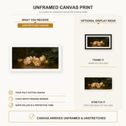 Martin Johnson Heade - Lotus Flowers canvas print size comparison and framing display infographic