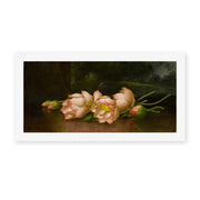 Martin Johnson Heade's 'Lotus Flowers' painting reproduced as a rolled canvas print