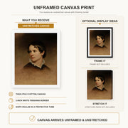 Martin Johnson Heade - Mary Rebecca Clark canvas print size comparison and framing display infographic