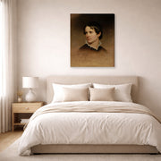 Gallery-wrapped canvas print of Martin Johnson Heade's 'Mary Rebecca Clark' displayed on a wall in a bedroom