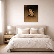 Unframed poster print of Martin Johnson Heade's 'Mary Rebecca Clark' displayed on a wall in a bedroom