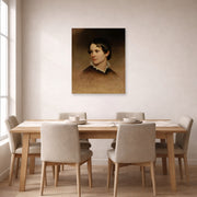 Unframed poster print of Martin Johnson Heade's 'Mary Rebecca Clark' displayed on a wall in a dining room