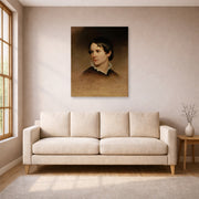 Unframed poster print of Martin Johnson Heade's 'Mary Rebecca Clark' displayed on a wall in a living room