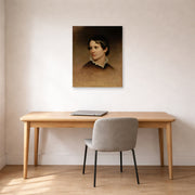 Unframed poster print of Martin Johnson Heade's 'Mary Rebecca Clark' displayed on a wall in a office