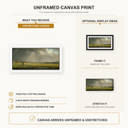 Martin Johnson Heade - Newburyport Meadows canvas print size comparison and framing display infographic